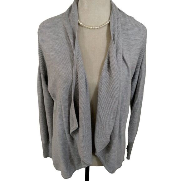 Maurices Gray Open Front Knit Draped Waterfall Cardigan Sweater Women's Size L - Picture 1 of 7